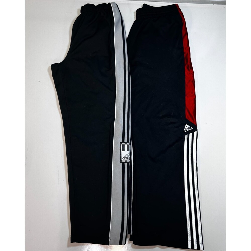 Vintage Y2K Adidas Track Pants Lot of 2 Mens M L Black Snap Tearaway 3 Stripe